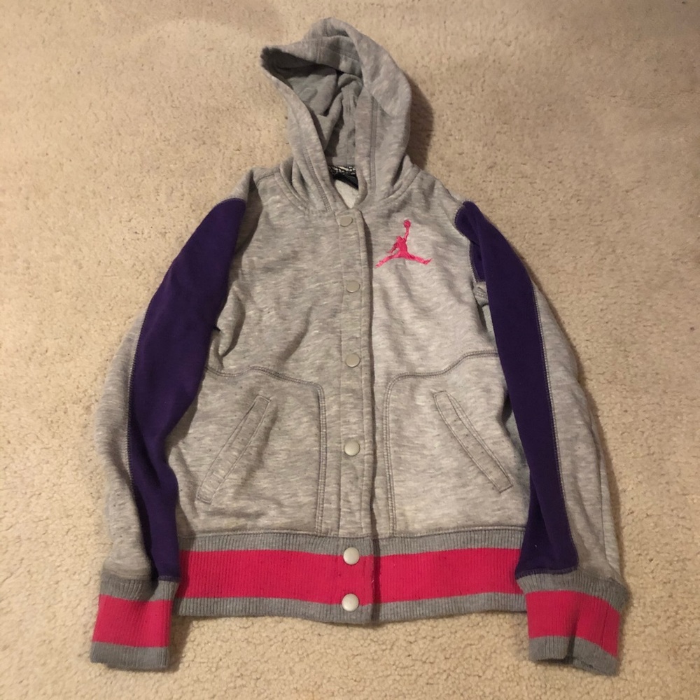 girls Jordan Brand grey hoodie size medium (10-12)